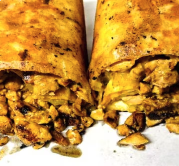 Chicken shawarma wrap with fries